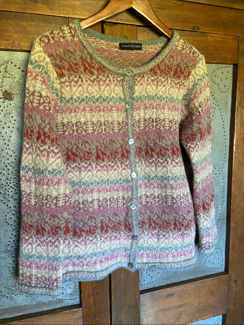 Kero Design Alpaca Cardigan Fair Isle Sweater Size M